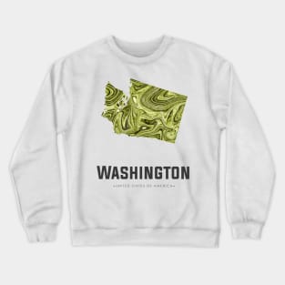 Washington state map abstract green Crewneck Sweatshirt